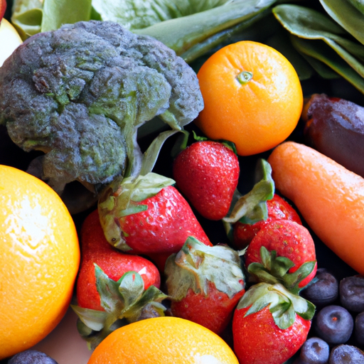 A colorful array of fresh fruits and vegetables, representing healthy eating habits.